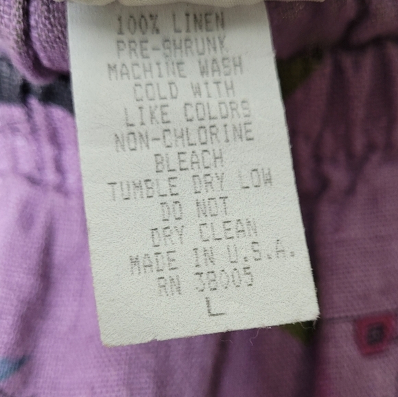 Vintage Tom Tom Linen Skirt L Artsy Cafe Print Straight Midi 90s USA - Picture 9 of 9